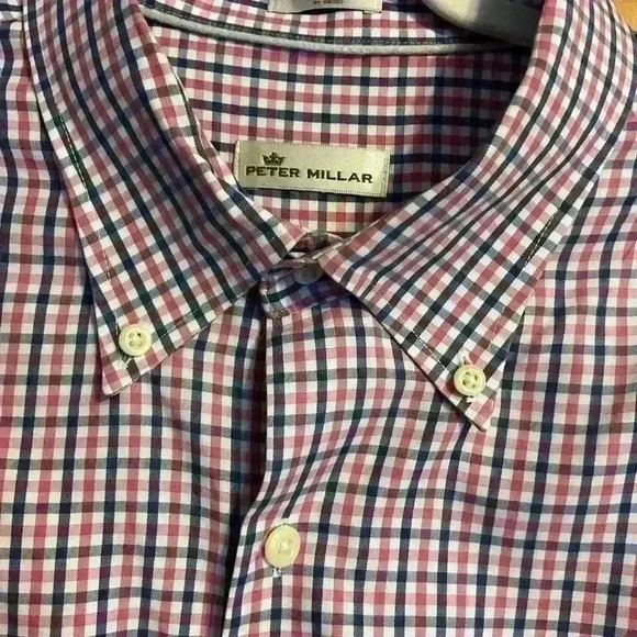Peter Millar cotton button down plaid shirt. Extra Large - Picture 3 of 8